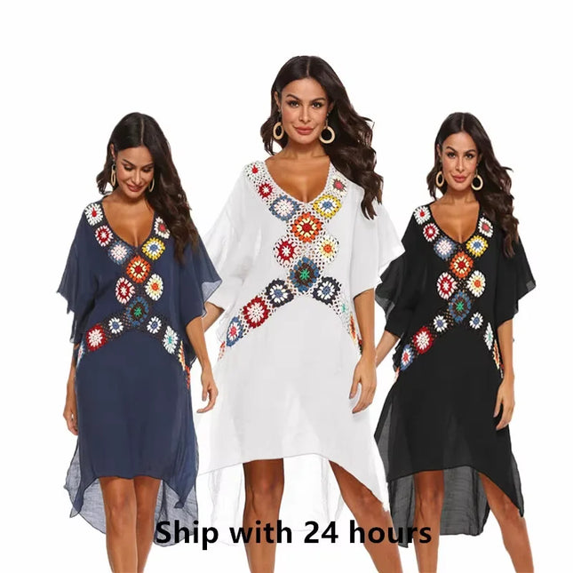 Beach Style Patchwork Cover-Up – Effortless Elegance for Your Summer Escape